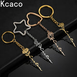 Flower Name Key Chain Stainless Steel Circle Star Heart Key Ring Letters Pendant