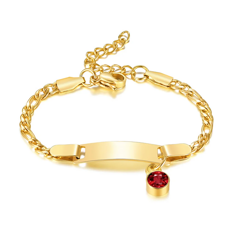 Personalized Stainless Steel Baby Bracelet with Birthstone