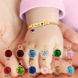 Personalized Stainless Steel Baby Bracelet with Birthstone