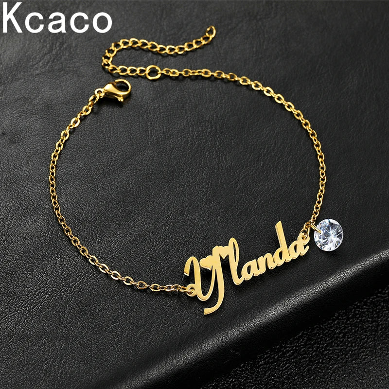 Birthstone Letter Bracelet - Personalized Women ID Name Bracelets