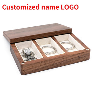 Walnut Jewelry Box Mini Travel Ring Earrings Necklace Storage Box