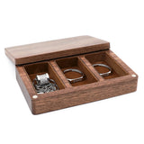 Walnut Jewelry Box Mini Travel Ring Earrings Necklace Storage Box