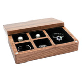 Walnut Jewelry Box Mini Travel Ring Earrings Necklace Storage Box