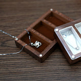 Walnut Jewelry Box Mini Travel Ring Earrings Necklace Storage Box