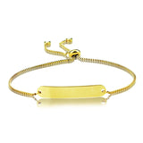 Engrave Name Date Letters Bracelet Stainless Steel Adjustable Bangle