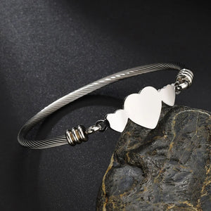 Personalized Stainless Steel Heart Cuff Bracelet