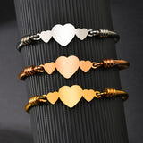 Personalized Stainless Steel Heart Cuff Bracelet