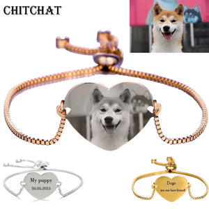 Engraved Family Baby Pets Photo Name Bracelet