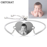 Engraved Family Baby Pets Photo Name Bracelet