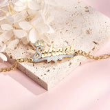 Heart Two-Color Literal Bracelet 18K Gold-plated Stainless Steel
