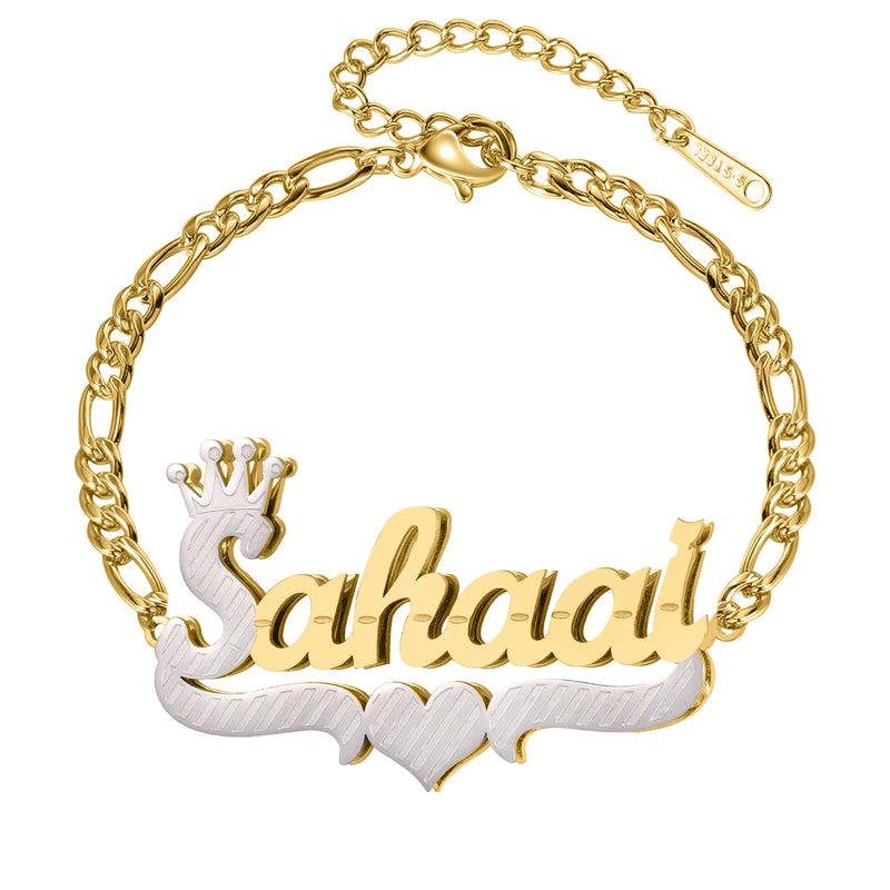 Two-Color Heart Bracelet 18K Gold Stainless Steel Personalized Women