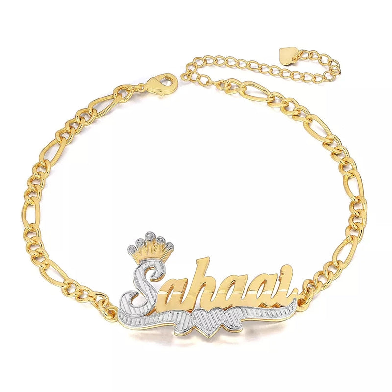 Heart Two-Color Literal Bracelet 18K Gold-plated Stainless Steel