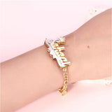 Heart Two-Color Literal Bracelet 18K Gold-plated Stainless Steel