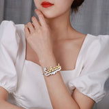 Heart Two-Color Literal Bracelet 18K Gold-plated Stainless Steel