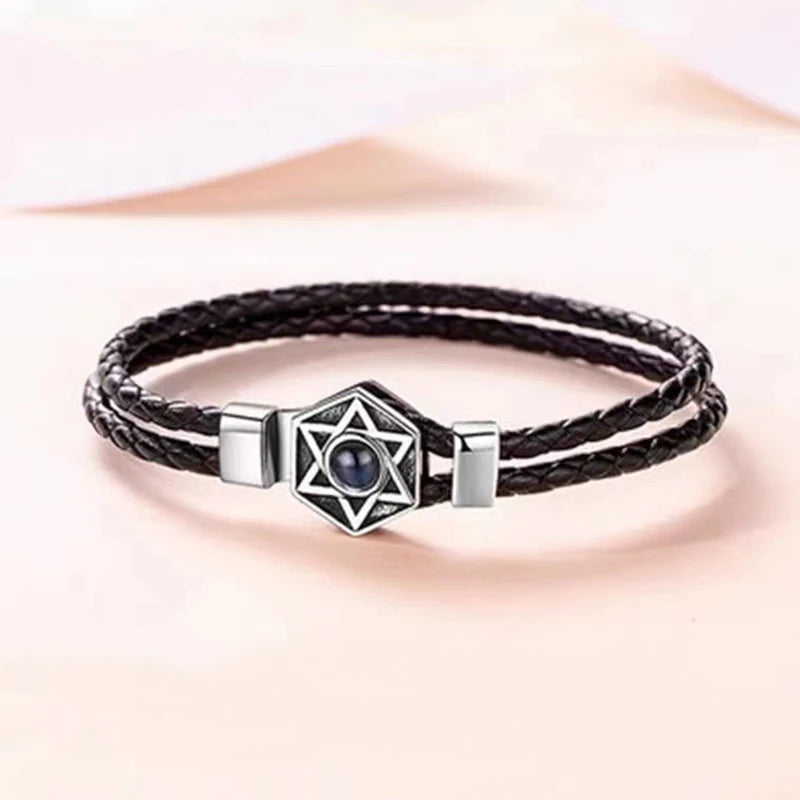 925 Silver Hexagram Projection Bracelet for Him