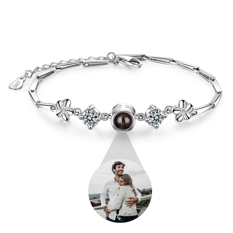 Photo Projection Bracelet Four-Leaf Clover Couple Bangles