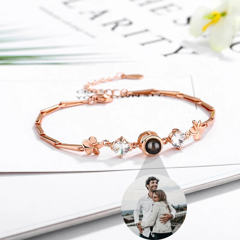 Photo Projection Bracelet Personalized Couple Bangles For Him