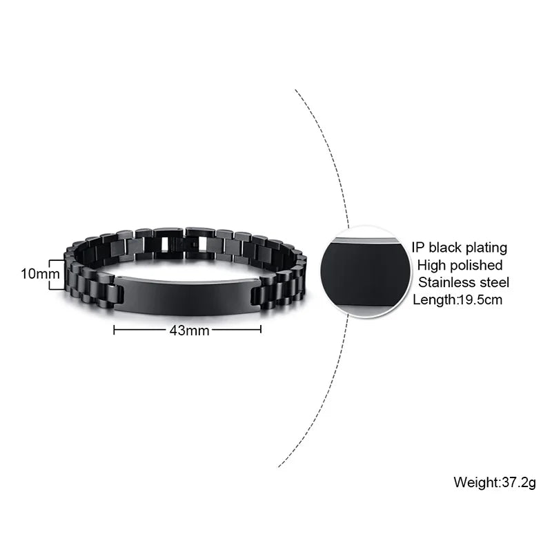 Personalized Stainless Steel Nameplate Couple ID Bracelet