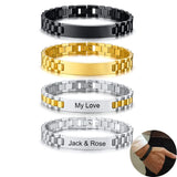 Personalized Stainless Steel Nameplate Couple ID Bracelet