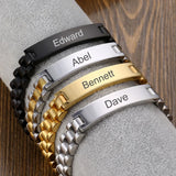 Custom Stainless Steel Nameplate Chain Bracelets Couple ID Bracelet