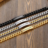 Custom Stainless Steel Nameplate Chain Bracelets Couple ID Bracelet