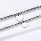 Personalized Stainless Steel Beads Bracelet Engrave Photo Name Charm Bangle