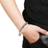 Personalized Stainless Steel Beads Bracelet Engrave Photo Name Charm Bangle