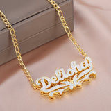 Double Layer Butterfly Necklace With Name Personalized Name Necklace For Women