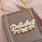 Double Layer Butterfly Necklace With Name Personalized Name Necklace For Women