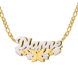Butterfly Necklace With Name Double Layer Two Tone Personalized Name Necklace