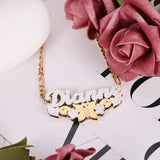 Butterfly Necklace With Name Double Layer Two Tone Personalized Name Necklace