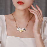 Butterfly Necklace With Name Double Layer Two Tone Personalized Name Necklace