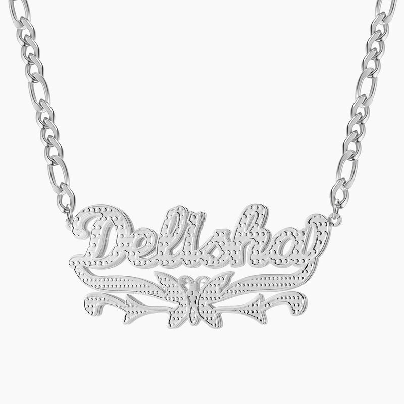 Double Layer Butterfly Necklace With Name Personalized Name Necklace For Women