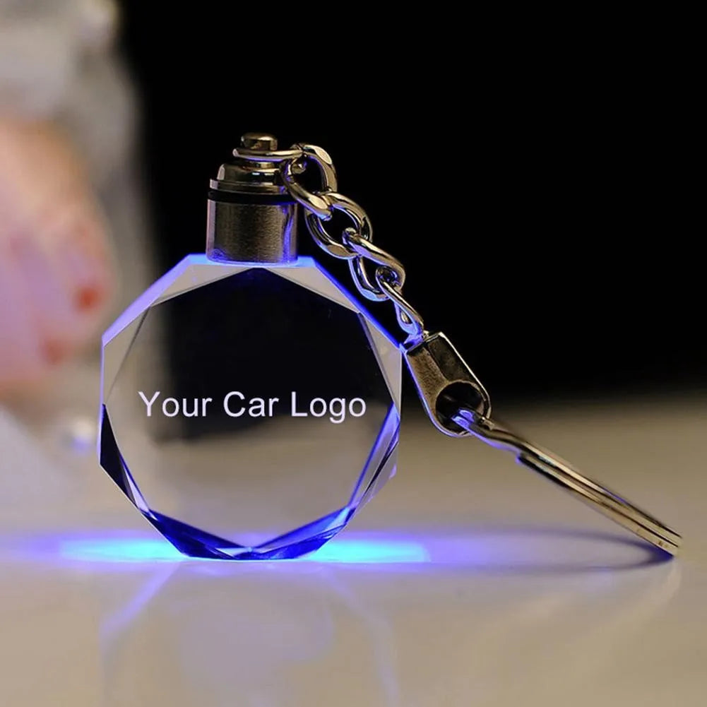 Car Logo Crystal Key Chains with Colorful Light