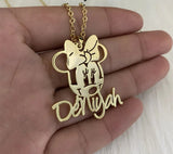 Cartoon Character Engraved Photo Necklace Kids Birthday Jewelry