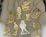 Cartoon Character Engraved Photo Necklace Kids Birthday Jewelry