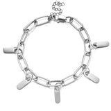 Family Charms Bracelet Stainless Steel Engraved Mom Birthday