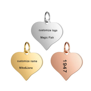 Stainless Steel Heart Pendant Logo Letter DIY Earrings