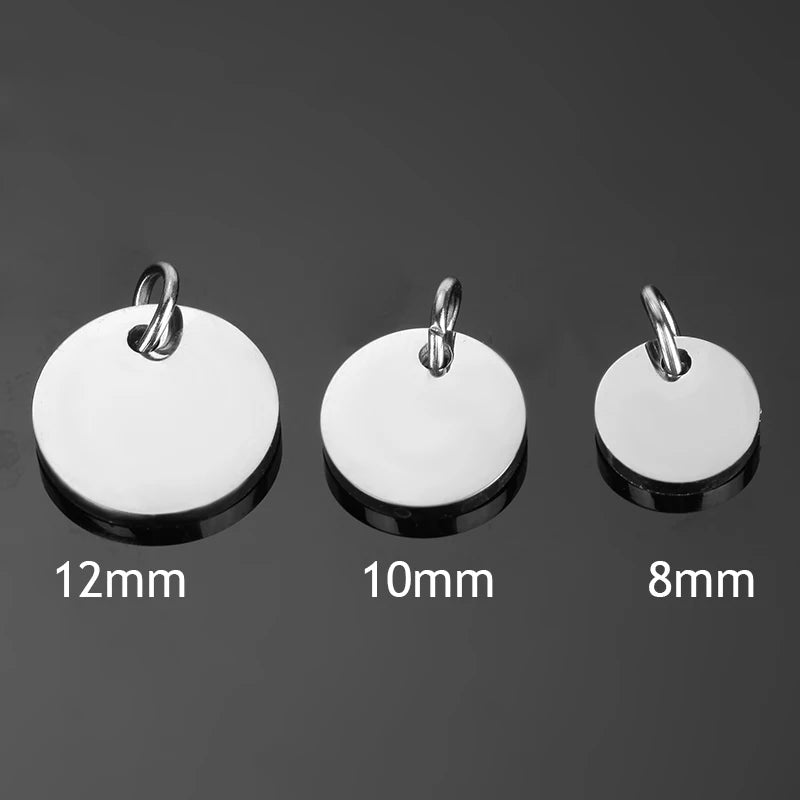 Stainless Steel Round Tag Pendant for Jewelry Making