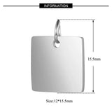 Custom Engraved Stainless Steel Square Pendant DIY Charms