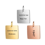 Custom Engraved Stainless Steel Square Pendant DIY Charms