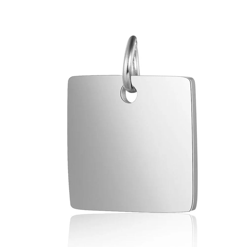 Custom Engraved Stainless Steel Square Pendant DIY Charms