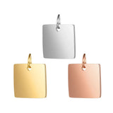 Custom Engraved Stainless Steel Square Pendant DIY Charms