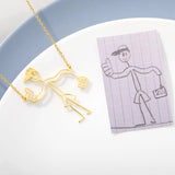 Custom Children Drawing Necklace - Stainless Steel Chain