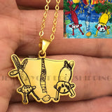 Custom Children's Drawing 925 Silver Keychain, Creative Gift
