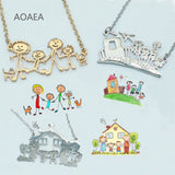 Child's Drawing Necklace Custom Name Jewelry for Kids