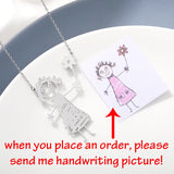 Kids Drawing Necklace Artwork Photo Pendant Personalized Stainless Steel BFF