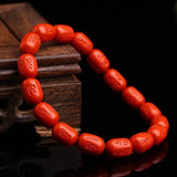 Chinese Red Organic Cinnabar Beads Elastic Bracelet Natural DIY Accessories