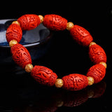 Chinese Red Organic Cinnabar Beads Elastic Bracelet Natural DIY Accessories