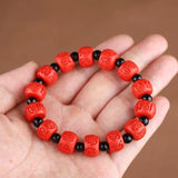 Chinese Red Organic Cinnabar Beads Elastic Bracelet Natural DIY Accessories